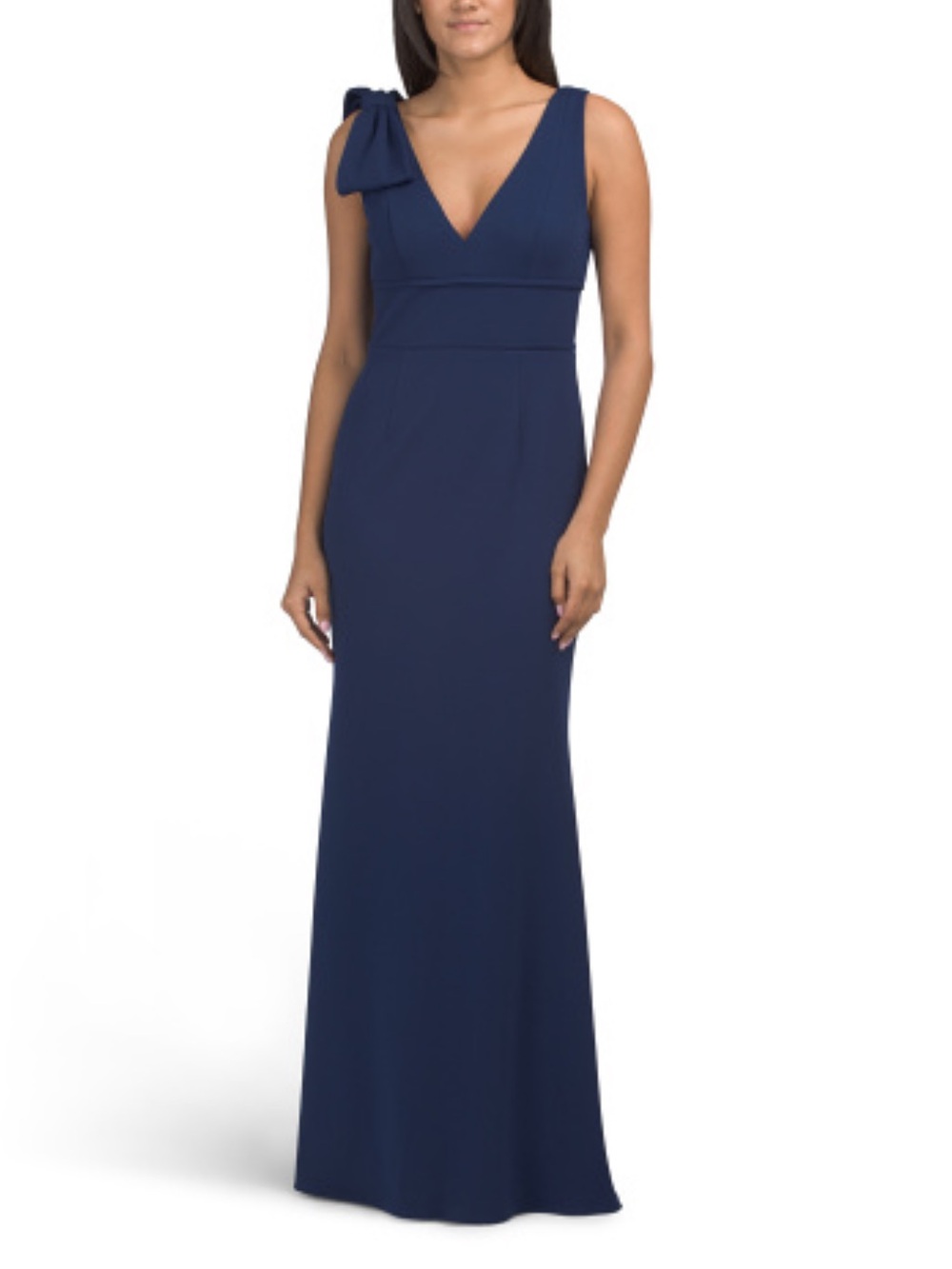 ADRIANNA PAPELL Sleeveless Crepe Mermaid Gown Navy size 8 NWT